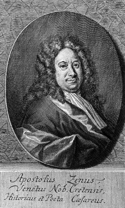 Portrait of Apostolo Zeno, Italian poet, librettist, journalist, and man of letters, engraving by Unbekannt Unbekannt