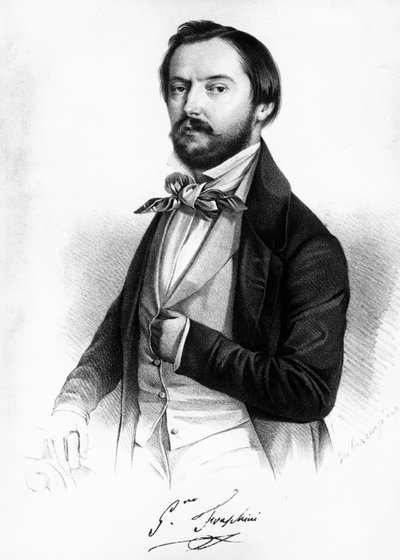 Portrait of Gaetano Fraschini, Italian tenor, engraving by Unbekannt Unbekannt