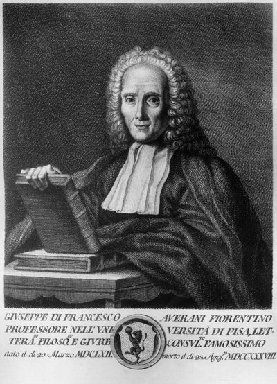 Portrait of Giuseppe Averani, known as Averanus, Italian jurist and naturalist, etching from Serie di ritratti d 