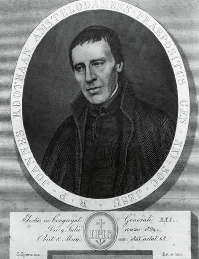 Portrait of Jan Philipp Roothaan (1785-1853), Dutch Jesuit and 21st Superior-General of Society of Jesus, by Serafino Speranza (1862-1911) after painting by Frans Quartier by Unbekannt Unbekannt