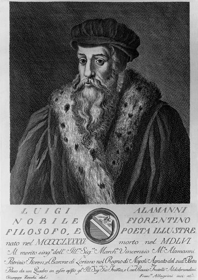 Portrait of Luigi Alamanni (1495-1556), Italian poet, by Francesco Allegrini (1729-after 1773) after drawing by Giuseppe Zocchi (born 1711 or 1717, died 1767) by Unbekannt Unbekannt