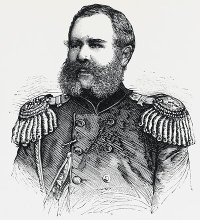 Portrait of Nikolai Obruchev (1830-1904), Russian General, Engraving by Unbekannt Unbekannt