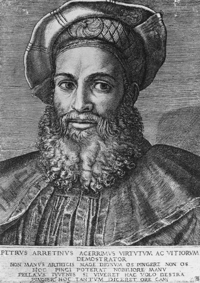 Portrait of Pietro Aretino (1492-1556), Italian poet, writer, and playwright, by Marcantonio Raimondi (born ca 1470-1482, died 1527-1534) by Unbekannt Unbekannt