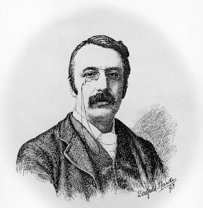 Portrait of Sir Charles Villiers Stanford, Irish composer and conductor, engraving after drawing by Dorofield Hardy by Unbekannt Unbekannt