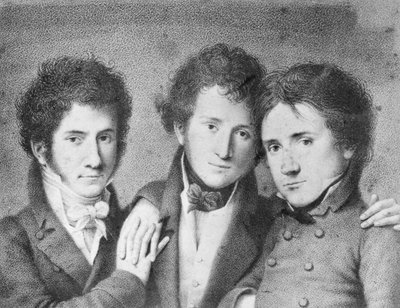 Portraits of Filippo Ugoni, Andrea Tonelli, and Giovita Scalvini, Italian patriots by Unbekannt Unbekannt