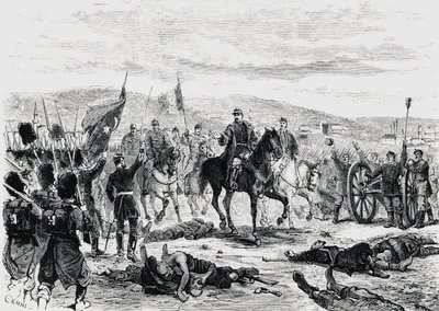 Prince Carol of Romania inspecting the troops after the fourth battle of Pleven, Russian-Turkish war by Unbekannt Unbekannt