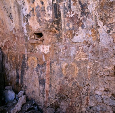 Remains of Frescoes in Church Ruins in Sklavopoula, Crete, Greece by Unbekannt Unbekannt