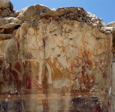 Remains of Frescoes of Byzantine Church in Ruins in Preveli, Crete, Greece by Unbekannt Unbekannt