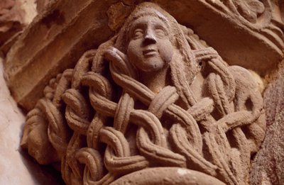 Decorated capital, Porta Speciosa, Monastery of the Holy Savior of Leyre, Navarre, Spain by Unbekannt Unbekannt