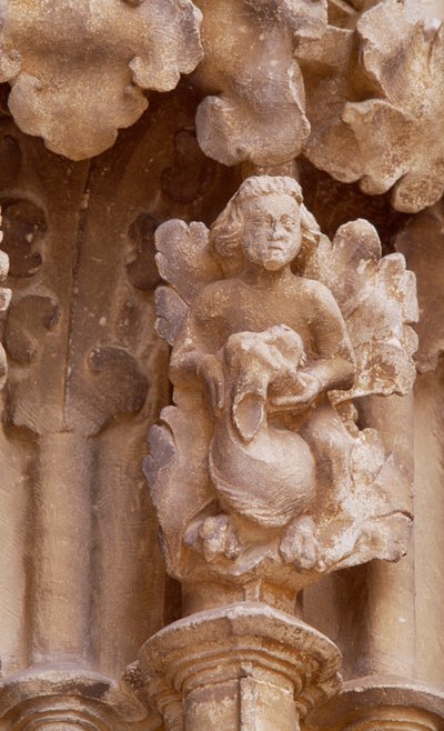 Spain, Navarre, Ujue, Church of Santa Maria, Architectural detail by Unbekannt Unbekannt