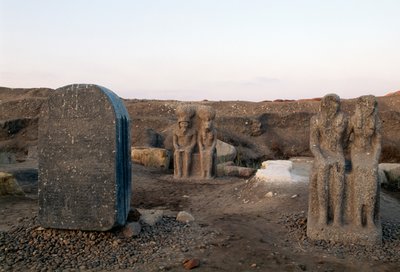 Statues depicting two deities, archaeological excavations at Buto, Egypt, Egyptian civilization by Unbekannt Unbekannt