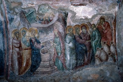 The Wedding at Cana, Fresco in the Agia Sophia Church by Unbekannt Unbekannt