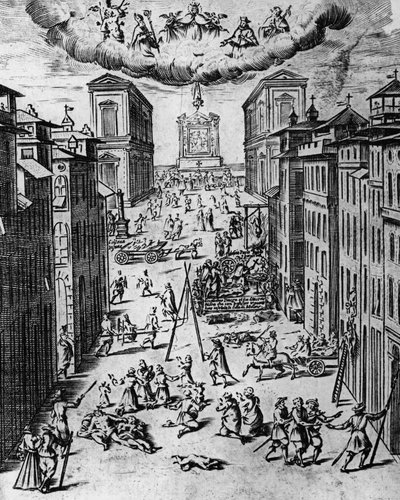 The Plague in Milan in 1630, Etching, Italy by Unbekannt Unbekannt
