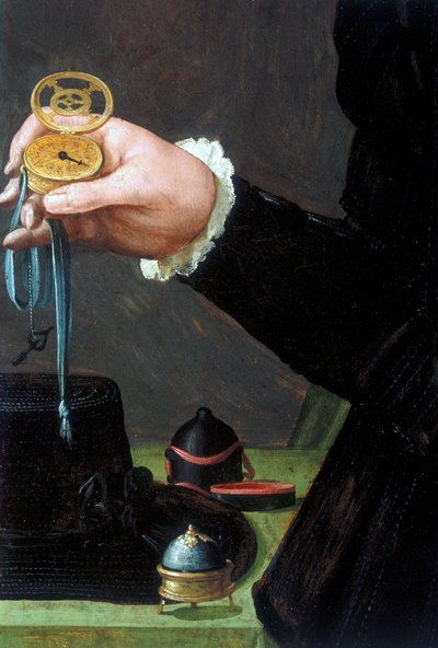 Detail (Portrait of a Man Holding a Watch) by Unbekannt Unbekannt