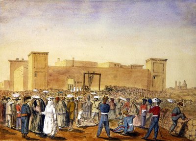 The hanging match at Corradino Prison, Malta by Lieutenant Dudley Maryon Wilson