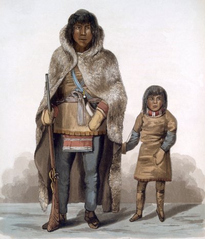 Portrait of Akaitcho and his Son by Lieutenant Hood
