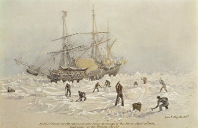 Incidents on a Trading Journey: HMS Terror as she Appeared After Being Thrown Up by the Ice in Frozen Channel by Lieutenant Smyth