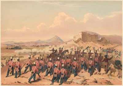 Storming of Khelat. The 17th Regiment Taking the Heights by Lieutenant Thomas (after) Wingate