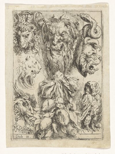 Animal Heads and a Cluster of Fruits (Divertimenti di Livio Meus) by Lieven Mehus