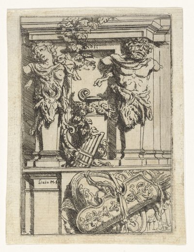Two Caryatids, a Pan Flute, a Bow and Arrow, and a Shield by Lieven Mehus