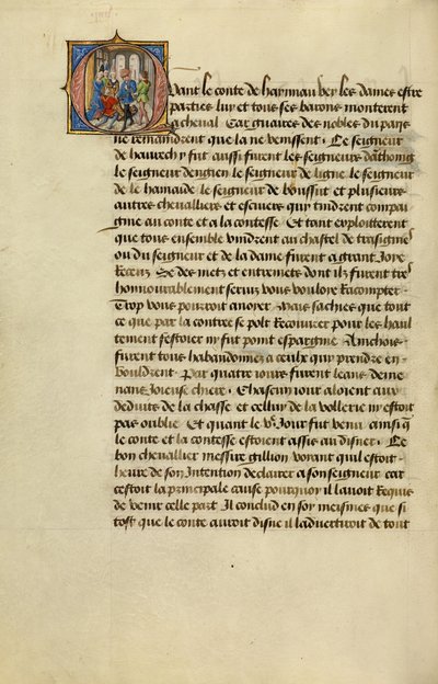 Initial Q: Gillion Asking the Count of Hainaut for Permission to Go on Pilgrimage by Lieven van Lathem