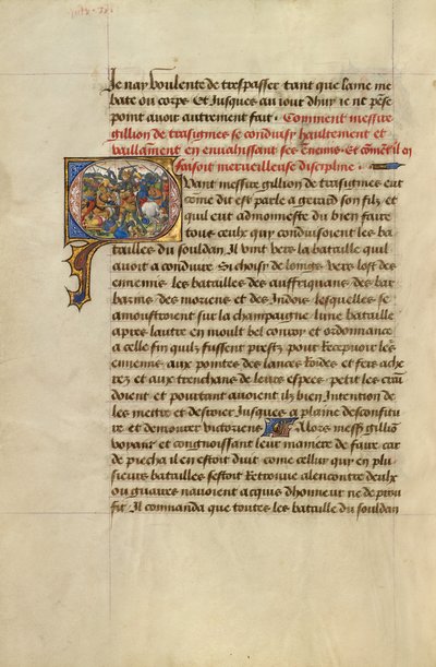 Initial Q: Gillion Defeating the King of Gibraltar by Lieven van Lathem