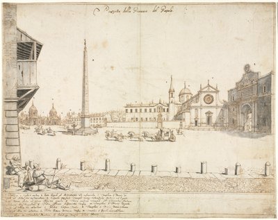 Eighteen Views of Rome: The Piazza del Popolo (1664) by Lievin Cruyl