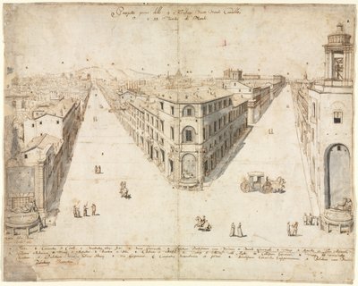 Eighteen Views of Rome: The Quattro Fontane Looking Toward Monte Cavallo by Lievin Cruyl