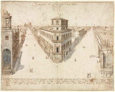 Eighteen Views of Rome: The Quattro Fontane Looking Toward Santa Maria Maggiore by Lievin Cruyl