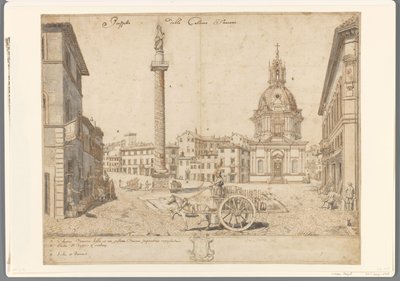 View in Rome with the Column of Trajan and S. Maria di Loreto by Lievin Cruyl