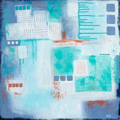 Abstract Teal Geometry by Lillian Christiansson