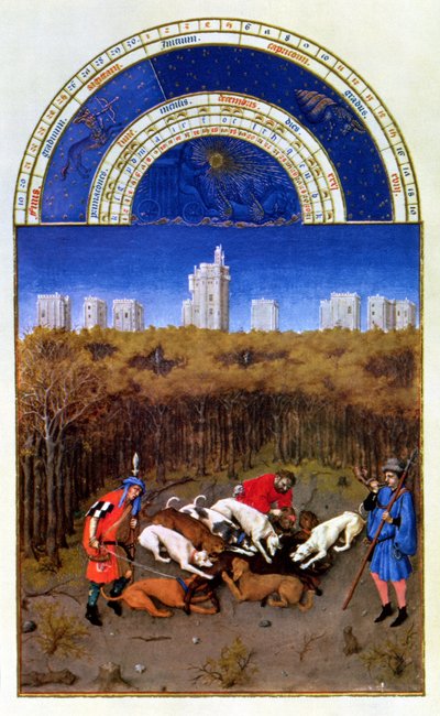 Facsimile of December: hunting wild boar, copied from 