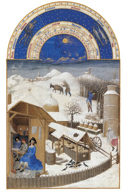 February Les Très Riches Heures du duc de Berry by Limbourg Brothers