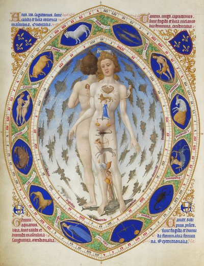 Très Riches Heures du Duc de Berry: Anatomical Man by Limbourg Brothers