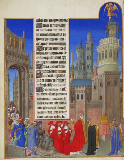 Très Riches Heures du Duc de Berry: The Procession of Saint Gregory, First Part by Limbourg Brothers