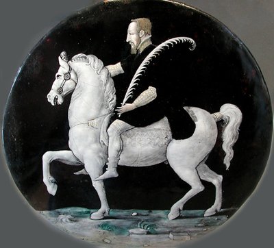 King Henry II of France on horseback Plate by Limousin