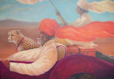 Maharaja, boy with umbrella and cheetah by Lincoln Seligman