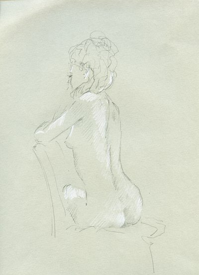 Nude Back View on Grey by Lincoln Seligman