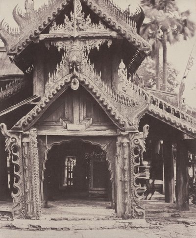 Pugahm Myo: Carved Doorway in Courtyard of Shwe Zeegong Pagoda by Linnaeus Tripe