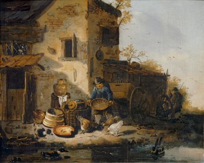 Peasant Feeding Chickens by Lionel Hamilton-Renwick
