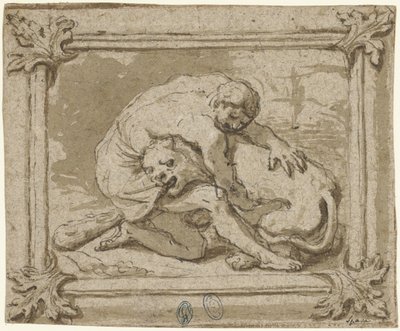 Hercules Fighting the Nemean Lion by Lionello Spada