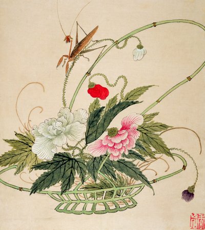 One of a series of paintings of flowers and insects, late 19th century by Liu Hua