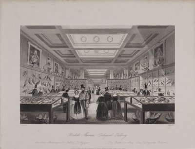 View of the Zoological Gallery, British Museum showing visitors looking at displays, c.1850 by Llewellyn (after) Jewitt