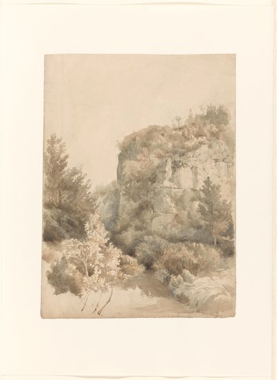 Overgrown Valley with a High Rock and a Stream by Lodewijk Johannes Kleijn