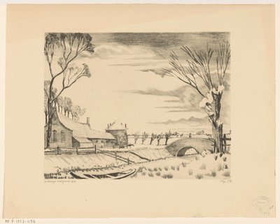 Farmhouse in a winter landscape by Lodewijk Schelfhout (signed by artist)