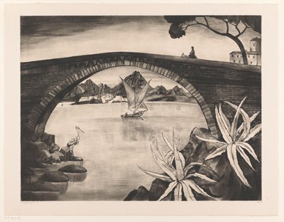 Arch Bridge in Corsica by Lodewijk Schelfhout (signed by artist)