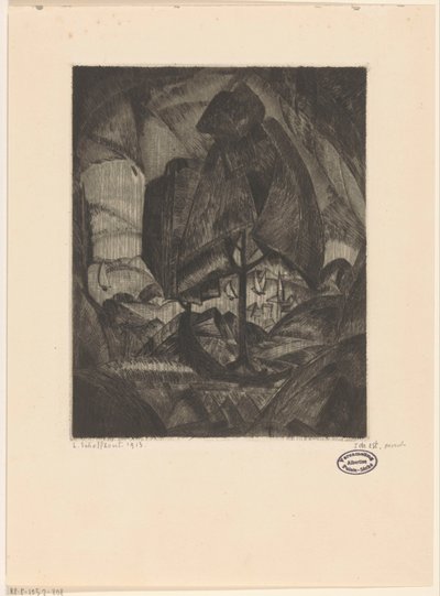 Tree in a Hill Landscape with Lake by Lodewijk Schelfhout (signed by artist)