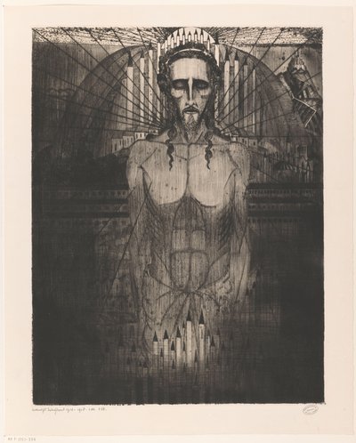 Christ Among Cathedrals by Lodewijk Schelfhout (signed by artist)