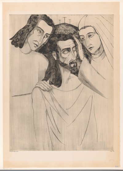 Christ between John the Baptist and Mary by Lodewijk Schelfhout (signed by artist)