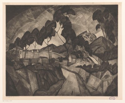 Hilly Landscape in Provence by Lodewijk Schelfhout (signed by artist)
